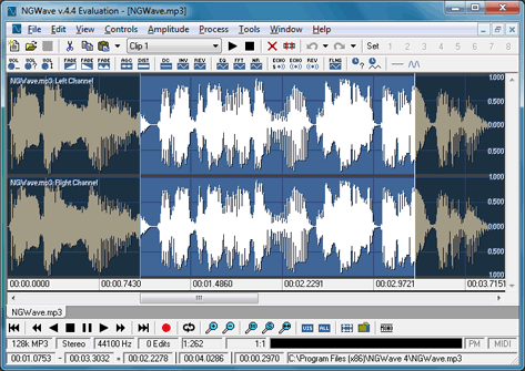 A light-weight full-featured audio/mp3 editor for Windows affordable Screen Shot